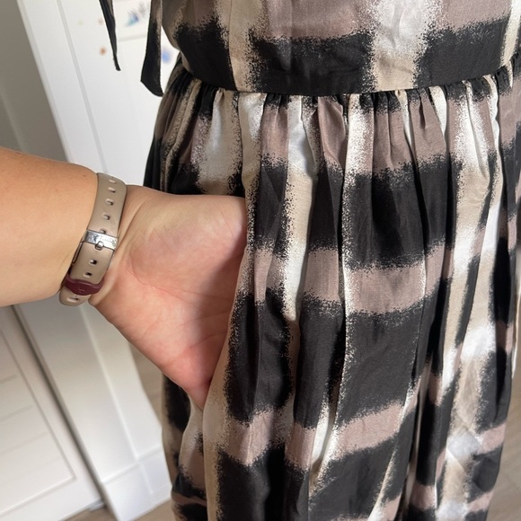 Marc By Marc Jacobs Silk Blend Mini Dress Check Plaid Fit Flare Gray - Size 0 - Picture 7 of 11